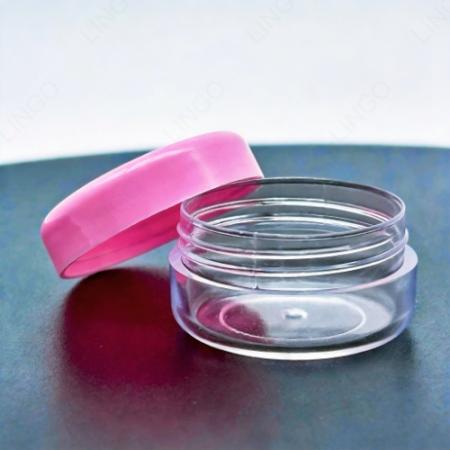Clear PS Cosmetic Jar with Pink Screw Lid – Secure Seal for Spill-Free Travel Storage
