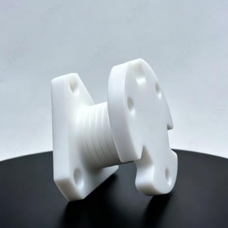 Custom PTFE Special-Shaped Mounting Base – Flanged Threaded Chemical Joint Support
