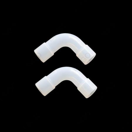 Semi-Transparent L-Shaped Silicone Hose Connector – 90° Reinforced Silicone Elbow
